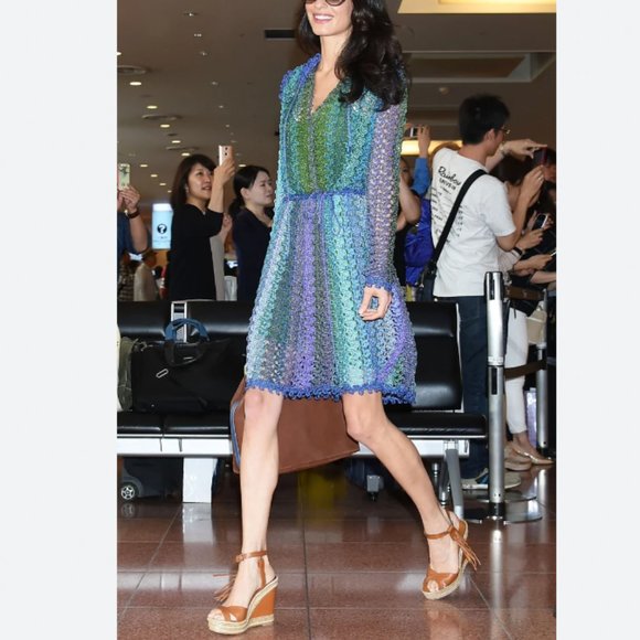 Valentino Garavani Leather Fringe Espadrille Wedge, Light Cuir Size 8 COA - Picture 1 of 13